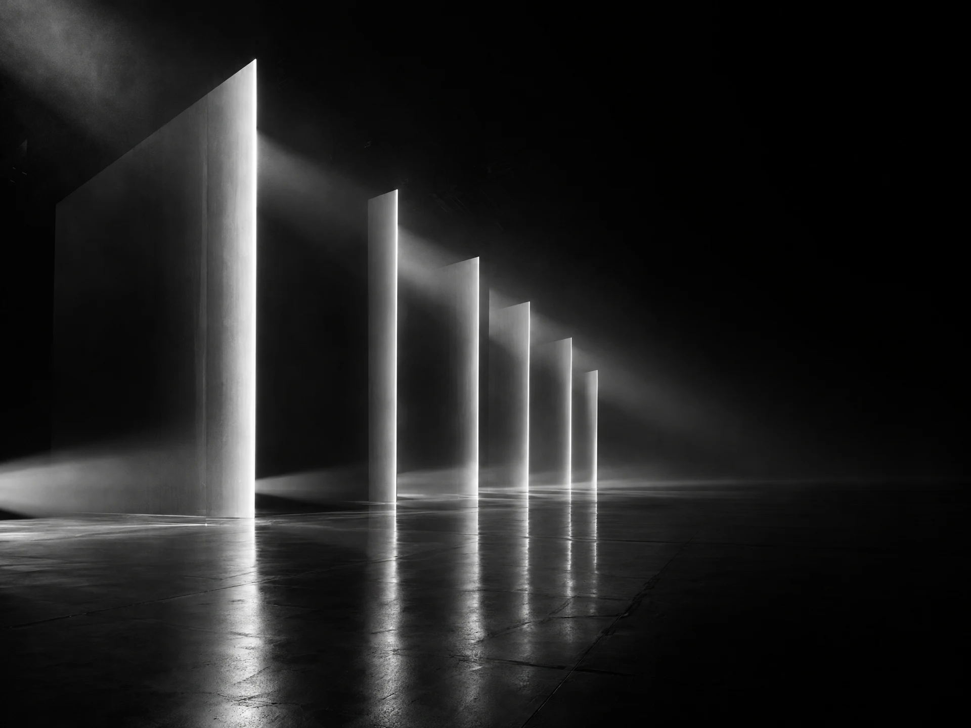 An abstract immersive installation of white light planes